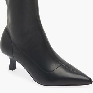 Abound Black Pointed-Kit Boot with Low Heel